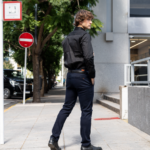 Pantalón corte chino jean azul colegial