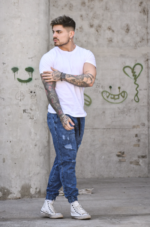 P.Hombre Jogger Mom C/R Azul Jeans Nevado. - Imagen 4