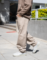 PANTALON BAGGY GABARDINA BEIGE - Imagen 3