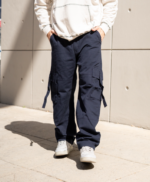 PANTALON BAGGY CARGÓ GABARDINA AZUL - Imagen 2