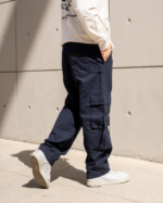 PANTALON BAGGY CARGÓ GABARDINA AZUL - Imagen 3