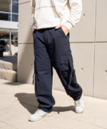 PANTALON BAGGY CARGÓ GABARDINA AZUL - Imagen 6