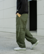 PANTALON BAGGY GABARDINA VERDE - Imagen 3