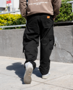 PANTALON BAGGY CARGO GABARDINA NEGRO - Imagen 3